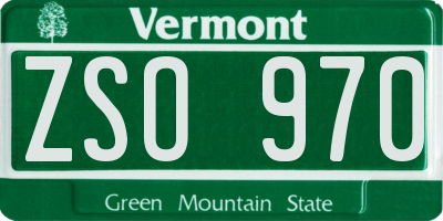 VT license plate ZSO970