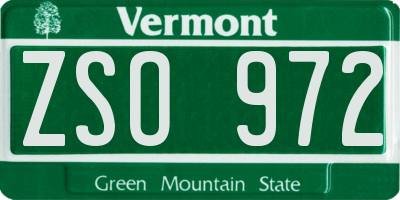 VT license plate ZSO972