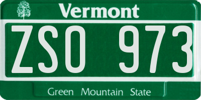 VT license plate ZSO973