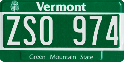 VT license plate ZSO974