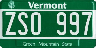 VT license plate ZSO997