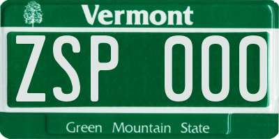 VT license plate ZSP000