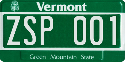 VT license plate ZSP001