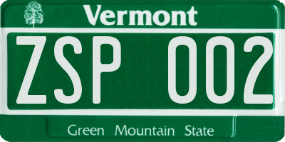 VT license plate ZSP002