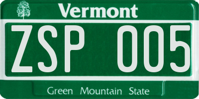 VT license plate ZSP005