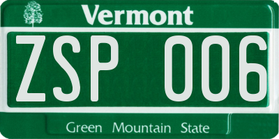 VT license plate ZSP006