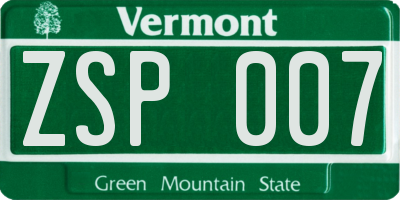VT license plate ZSP007