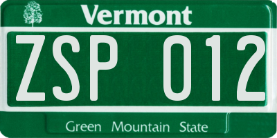 VT license plate ZSP012
