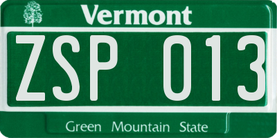 VT license plate ZSP013