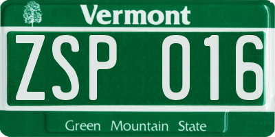 VT license plate ZSP016