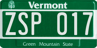 VT license plate ZSP017