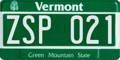 VT license plate ZSP021