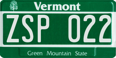 VT license plate ZSP022