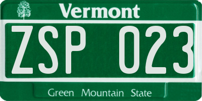 VT license plate ZSP023