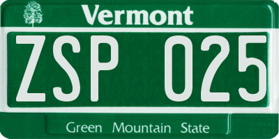VT license plate ZSP025