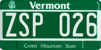 VT license plate ZSP026