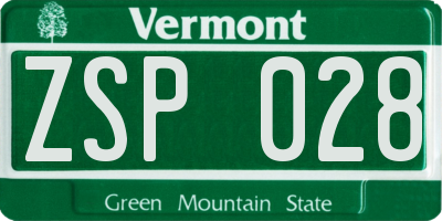 VT license plate ZSP028