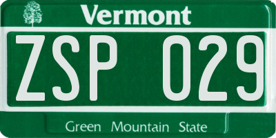 VT license plate ZSP029