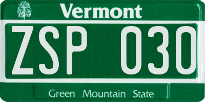 VT license plate ZSP030