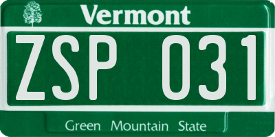 VT license plate ZSP031