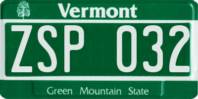 VT license plate ZSP032