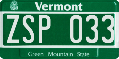 VT license plate ZSP033