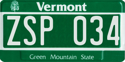 VT license plate ZSP034
