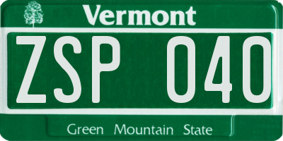 VT license plate ZSP040