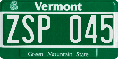VT license plate ZSP045