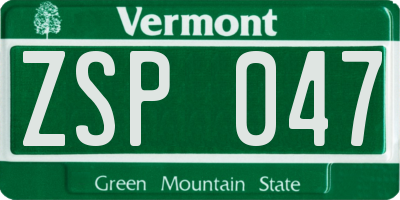 VT license plate ZSP047
