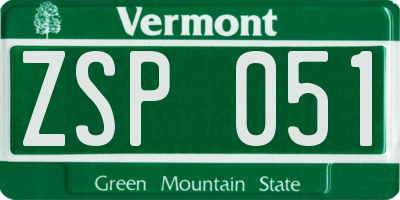 VT license plate ZSP051