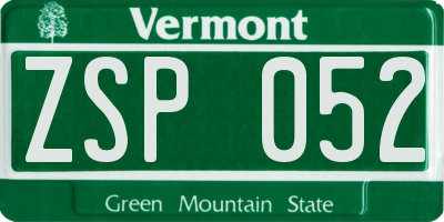 VT license plate ZSP052