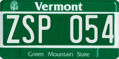 VT license plate ZSP054