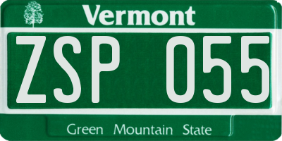 VT license plate ZSP055