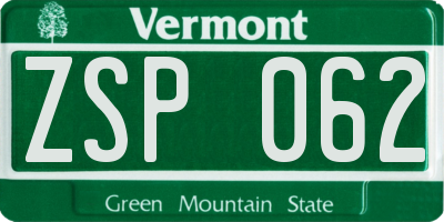 VT license plate ZSP062