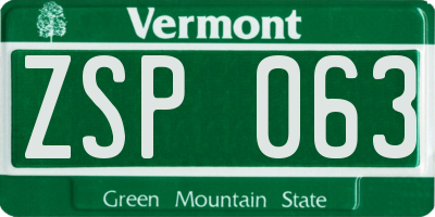 VT license plate ZSP063