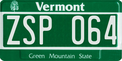 VT license plate ZSP064