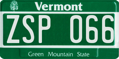 VT license plate ZSP066