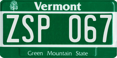 VT license plate ZSP067