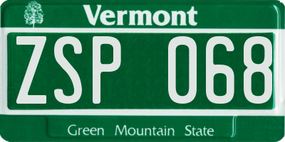 VT license plate ZSP068