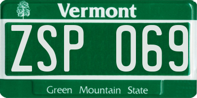 VT license plate ZSP069