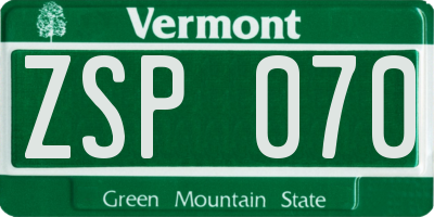 VT license plate ZSP070