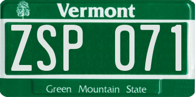 VT license plate ZSP071