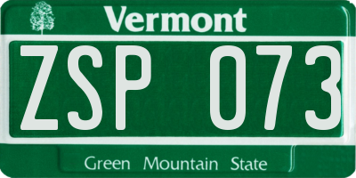VT license plate ZSP073