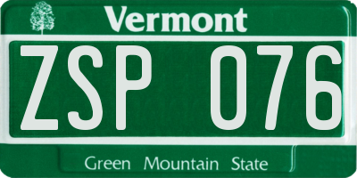 VT license plate ZSP076