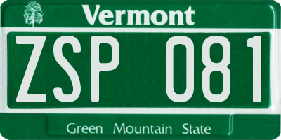 VT license plate ZSP081