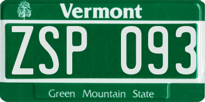 VT license plate ZSP093
