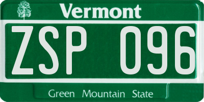 VT license plate ZSP096