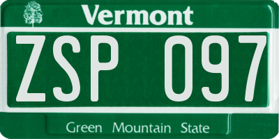 VT license plate ZSP097