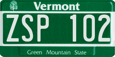 VT license plate ZSP102